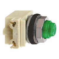 SCHNEIDER ELECTRIC Pilot Light: 30 mm Panel Mounting Size, Green, LED, 9001K Series (MPN 9001KP35LGG31). Key specifications — Series: 9001K; Brand: SCHNEIDER; Includes Push-To-Test: No Push-To-Test Included.