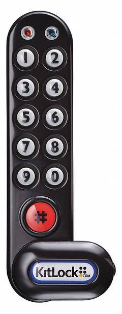 CODELOCKS Electronic Keyless Lock: Powder Coated, Cam Latch, 1 5/16 in Body Ht, 5 3/8 in Body Wd (MPN KL1006KIT-BLK-RH). Key specifications — Finish: Powder Coated; Latch Type: Cam Latch; Brand: CODELOCKS; Manufacturer Part Number: KL1006KIT-BLK-RH.