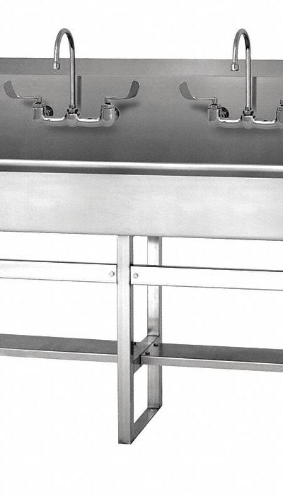 SANI-LAV Wash Station: 45 in Overall Ht - Four-Station Freestanding Wash Stations with Faucets