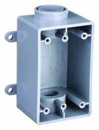 CANTEX Electrical Box: PVC, Rectangular, 1 Gangs, 3/4 in Hub Size, 21 cu in Capacity, Gray (MPN 5133464). Key specifications — Color: Gray; Brand: CANTEX.