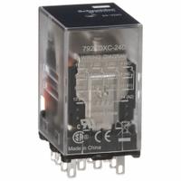 SCHNEIDER General Purpose Relay: Socket Mounted, 6 A Current Rating, 24V DC, 4PDT, 14 Pins/Terminals (MPN 792XDXC-24D). Key specifications — Brand: SCHNEIDER; Base Type: Square; Mounting Style: Plug-In; Electrical Connection: Faston Connector; Manufacturer Part Number: 792XDXC-24D; Operating Current: 6 A at 277V AC (Conforming to UL); Series: 792 Series.