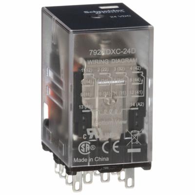 SCHNEIDER General Purpose Relay: Socket Mounted, 6 A Current Rating, 24V DC, 4PDT - Socket-Mounted Relays