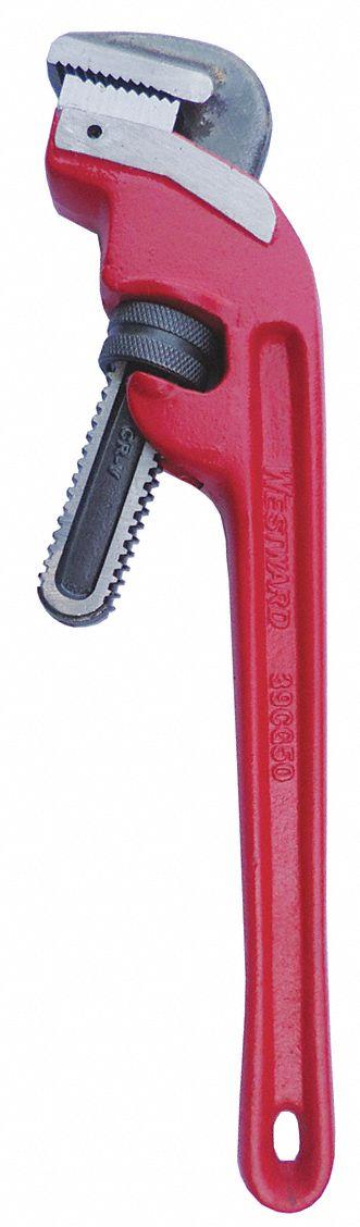WESTWARD End Pipe Wrench: Cast Iron, 2 1/2 in Jaw Capacity, Serrated, 18 in Overall Lg - End Pipe Wrenches