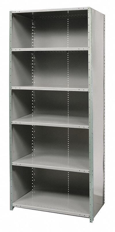 HALLOWELL Metal Shelving: Standalone, Heavy-Duty, 36 in x 18 in, 84 in Overall Ht - Heavy-Duty Standalone Closed Metal Shelving