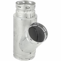 Reducer Wye: 5 in Duct, 13 1/2 in Lg, Steel, 5 1/2 in Inlet Dia, 4 1/2 in Outlet Dia, Category I (MPN 5FCY44). Key specifications — Finish: Zinc Coated; Brand: AMERI-VENT; Product Type: Reduction Wye; Material: Steel; Connection Type: Snap Lock; Vent Material: Zinc Coated Steel.