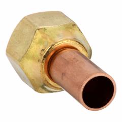 MUELLER Flare to Sweat Adapter: 3/8 in Male SAE, 5/8 in Female SAE Right-Hand, Copper, 700 psi Max (MPN A 15726). Key specifications — Body Material: Copper; Brand: MUELLER.