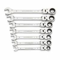 GEARWRENCH Combination Ratcheting Wrench Set: Alloy Steel, Full Polish Chrome, 7 Tools, Flex (MPN 9900D). Key specifications — attr309581: Full Polish Chrome; attr309580: Alloy Steel; attr309571: No; attr309583: No; attr309587: Yes; attr324931: GEARWRENCH.