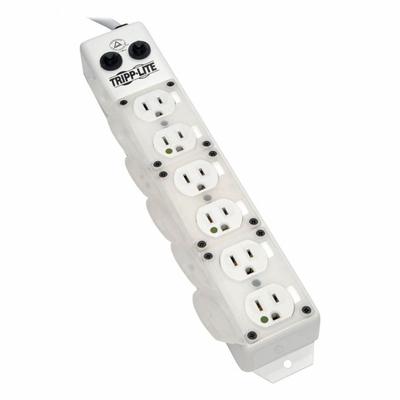 TRIPP LITE Outlet Strip: 6 Outlets, 15 ft Cord Lg, 15 A Current, UL 1363A, White, 5-15P - Healthcare Surge Protectors
