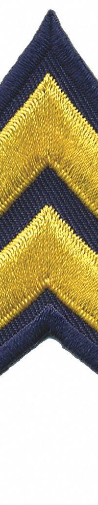 HEROS PRIDE Embroidered Patch: CPL, 3 in, Gold/Navy, Polyester/Rayon, Rank Insignia, 1 PR (MPN 5410C). Key specifications — attr188498: 3 in; attr188499: Gold; attr188500: Rayon; attr188503: CPL; attr193746: HEROS PRIDE.