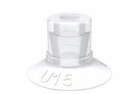 PIAB Vacuum Pad: w/o Adapter, 45.72 mm Pad Dia, Food Grade Silicone Rubber, Clear, 27.94 mm Pad Ht (MPN U15.21). Key specifications — attr1019136: U15.21; attr1019138: PIAB; attr1019139: 50A.