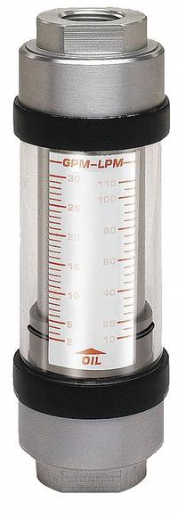 HEDLAND Mechanical Flowmeter: High Temp Flow Meter, Scale, Variable Area, Inline, Universal, NPTF (MPN H601A-005-HT). Key specifications — Display Type: Scale; O-Ring Material: Viton; Includes Flow Rate Adjustment Knob: No; Includes Pressure Guage: No; Mounting Orientation: Universal; Unit Of Measure: Gallons; Brand: HEDLAND; Accuracy: +/-2%.