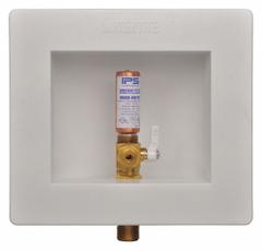 WATER-TITE Outlet Box: 1/2 in F1807, 1/2 in PEX, No Drain, 5.75 in Box Wd, 4.87 in Box Ht (MPN 87980). Key specifications — Valve Connection: 1/2 in PEX; Inlet Connection: 1/2 in F1807; Drain Location: No Drain; Brand: WATER-TITE.