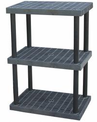 STRUCTURAL PLASTICS Plastic Shelving: 36 in x 24 in, 51 in Overall Ht, 3 Shelves (MPN S3624X3). Key specifications — Resistance Properties: Corrosion-Resistant; Frame Material: Plastic; Shelving Material: High Density Polyethylene; Brand: STRUCTURAL PLASTICS.