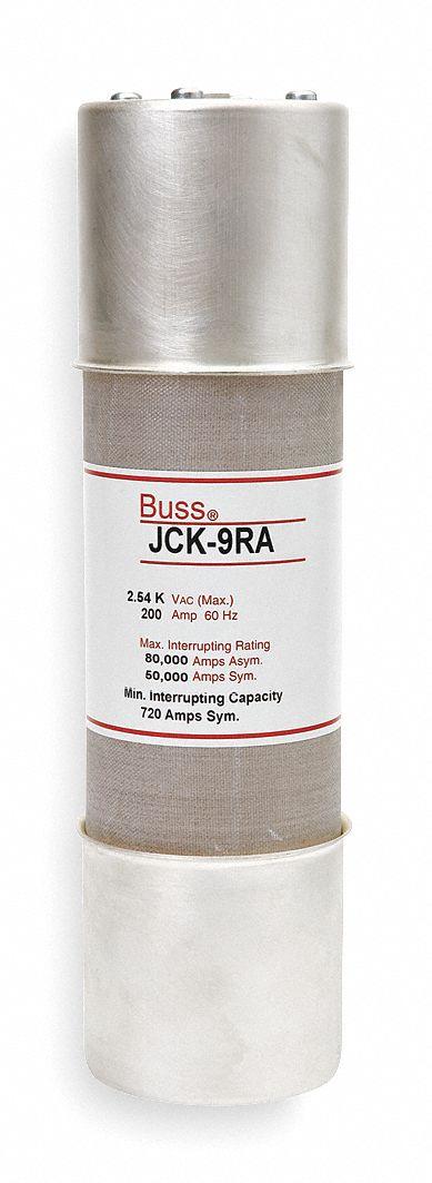 BUSSMANN Medium Voltage Fuse: JCK Series, R-Rated, 2.54 kV AC, 130 A, Time-Delay - Time-Delay Cylindrical Fuses