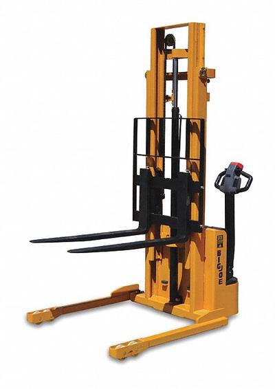 BIG JOE Stacker: 2,200 lb, 116 in Max Lifting Ht, Adj Fork, 42 in L x 4 in W Fork - Electric Straddle Stackers