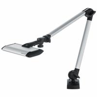 WALDMANN Task Light Double-Arm,8.6 in: LED, Plug, Articulating, 30.9 in Arm Reach, 4000K, Clamp (MPN 113734000-00809719). Key specifications — attr565483: LED; attr565453: WALDMANN; attr565455: 12 W; attr565457: Silver; attr565462: Plug; attr565488: 100 to 240V AC.