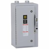 SQUARE D Safety Switch: Fusible, 100 A, Three Phase, 600V AC, Non-Metallic, Indoor/Outdoor (MPN H363DF). Key specifications — Brand: SQUARE D.