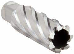 SLUGGER BY FEIN Annular Cutter: 1 in Cutter Dia, 2 in Max Cutting Dp, Bright, High Speed Steel (MPN 63134254122). Key specifications — attr253884: No; attr253885: Bright; attr253886: High Speed Steel; attr253887: Weldon Flat; attr253888: Fractional Inch; attr277149: SLUGGER BY FEIN.