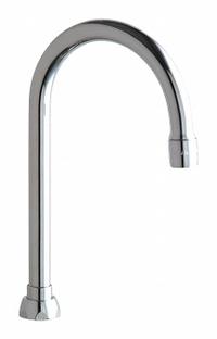 CHICAGO FAUCETS Spout: Spout, Gooseneck, Swivel Spout, Brass, Polished Chrome, 1.5 gpm Flow Rate (MPN GN2AE35JKABCP). Key specifications — Includes: Mounting Hardware; Product Type: Spout; Spout Style: Swivel; Body Material: Brass; Color/Finish: Polished Chrome; Brand: CHICAGO FAUCETS.