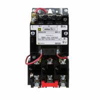 SQUARE D Magnetic Motor Starter: Non-Reversing, 3 Poles, NEMA Size 1, 27 A, 24V AC Coil (MPN 8536SCO3V01S). Key specifications — Brand: SQUARE D; Coil Voltage: 24V AC; Phase: Three; Operator: None; Terminal Connection Type: Screw Clamp Terminals; Includes Pilot Light: No; Operator Controls: None; Auxiliary Contacts Included: No Auxiliary Contacts Included.