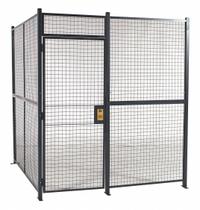 RAPIDWIRE Welded Partition Cage: 16 ft W x 16 ft D 8 ft H, Gray, 3 Sides, Powder-Coated (MPN 161638W). Key specifications — attr1283235: Yes; attr1283272: RAPIDWIRE; attr1283267: Welded; attr1283268: Complete Wire Security Cages; attr1283246: Keyed Different Cylinder; attr1283240: Out; attr1283243: Yes; attr1283254: No.