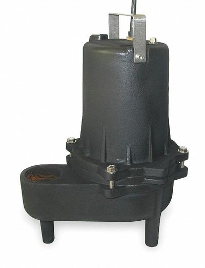 Dayton Sewage Ejector Pump: Single Phase, 2/5 hp, 120V AC, 60 gpm Flow Rate @ 10' of Head - High-Temp Rated Sewage Ejector Pumps