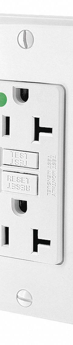 LEVITON GFI Receptacle: Hospital Grade Fed. Spec., Decorator Duplex, 5-20R, White, GFCI, 125V AC (MPN GFNT2-HGW)