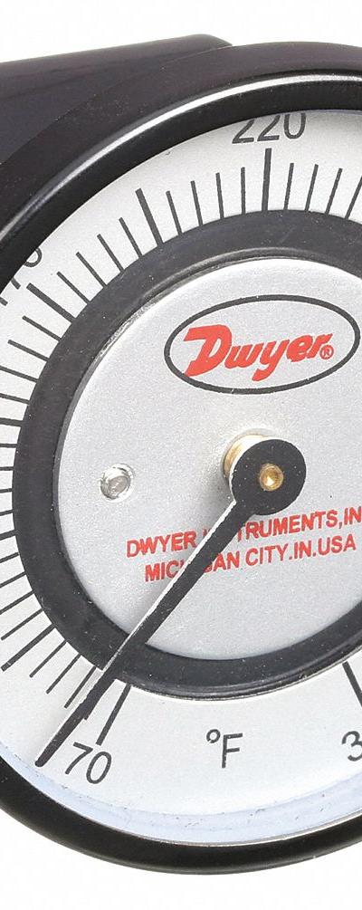 DWYER Clip Pipe Mount Dial Thermometer: 70°F to 370°F - Clip-On Pipe Surface Temperature Dial Thermometers