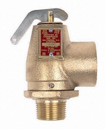 APOLLO Safety Relief Valve: MNPT x FNPT, 1 in x 1 in, 15 psi Max. Op Pressure - ASME Section IV Steam Pressure Relief Valves