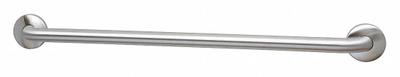 BRADLEY Wall Grab Bar: Straight, 18 in Lg, 1 1/4 in Dia, Stainless Steel, Textured - Standard Grab Bars