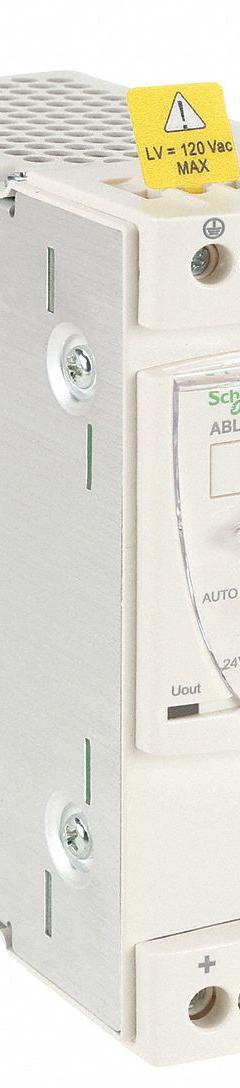 SCHNEIDER DC Power Supply: DIN Rail, 120 W Output Power - Rated, 5 A Current - Output, Single Phase (MPN ABL8RPS24050). Key specifications — attr1044898: Single; attr1044874: Plastic; attr1044879: 100 to 120V AC; attr211400: SCHNEIDER.