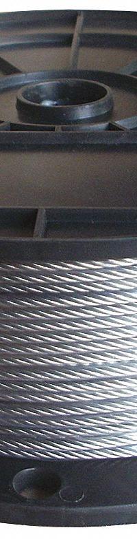 APPROVED VENDOR Wire Rope: Stainless Steel, 7 x 7, 28 lb Working Load Limit, 500 ft Overall Lg (MPN 33RG77). Key specifications — End Type: Plain; Brand: APPROVED VENDOR.