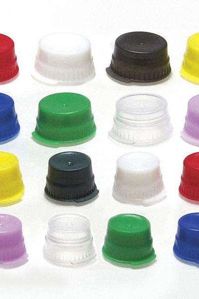 GLOBE SCIENTIFIC Cap: 13 mm Dia, Purple, Polyethylene, Unlined, FDA, Colored - Snap On Bottle Caps