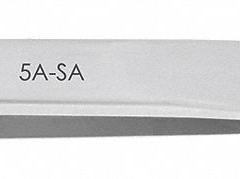 EXCELTA Tweezers: Stainless Steel, Point, Offset Tip, 0.08 mm Tip Thick (MPN 5A-SA). Key specifications — attr1002355: Stainless Steel; attr1002345: EXCELTA; attr1002348: Stainless Steel; attr1002358: Smooth; attr1002361: 5A.