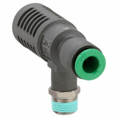 SMC Speed Exhaust Control Valve: Tee Fitting, Screw, 1/8 in Valve Body Size - Tee-Style Exhaust Control Valves