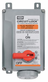 HUBBELL Mechanical Interlock: 120/240V AC, Single Phase, 30 A, 3 Pole, 4 Wire (MPN HBL430MI12W). Key specifications — Brand: HUBBELL; Reverse Service: No; Voltage Rating: 120/240V AC.