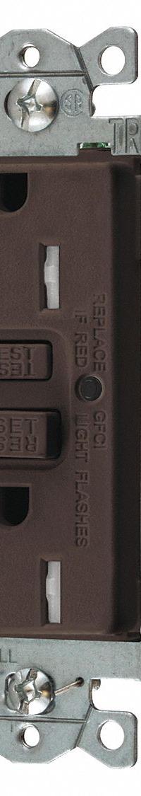 HUBBELL GFCI Receptacle: Duplex, 5-15, Brown, GFCI, 125V AC, 15 A, 2 Pole / 3 Wire (MPN GFTWRST15IG)