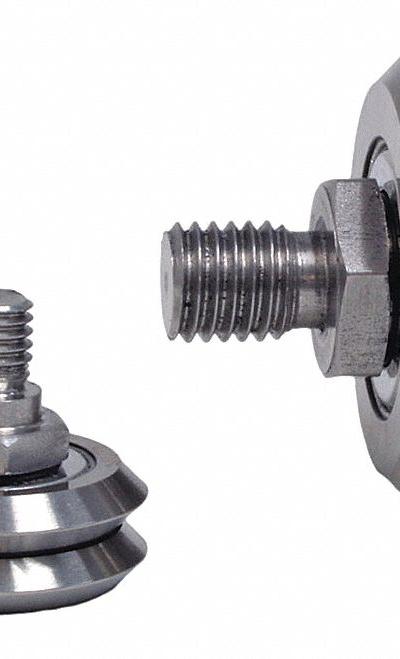 BISHOP-WISECARVER Guide Wheel: 1 51/64 in Roller Dia - V-Groove Stud Track Rollers
