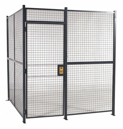 RAPIDWIRE Welded Partition Cage: 8 ft W x 10 ft D 8 ft H, Gray, 2 Sides - WireCrafters Welded-Wire