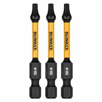 DEWALT Power Bit: Power Bit, T15 Bit Size, Torx® Head, T15 Bit Industry Size, Std, Hex, Impact, 3 PK (MPN DWAF2TX15IR3). Key specifications — attr1119738: Hex; attr1119740: Standard; attr1119734: S2 Steel; attr1119737: Power Bit; attr1119741: DEWALT.