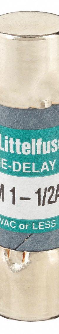 LITTELFUSE Fuse: FLM Series, Midget, Time-Delay, 1.5 A, 250 V AC, 13/32 in x 1 1/2 in (MPN FLM01.5). Key specifications — Series: FLM; Brand: LITTELFUSE.