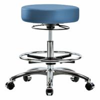 Stool: Vinyl, Ht Range 21 1/4 in to 28 3/4 in, 17 in Seat Wd, 17 in Seat Dp, 0 Glides, 5 Casters (MPN BR-VMBSO-CR-CF-CC-8546). Key specifications — Brand: APPROVED VENDOR; Foot Support: Yes; Base Material: Aluminum; ESD-Safe: Not ESD Safe; Number of Casters: 5.
