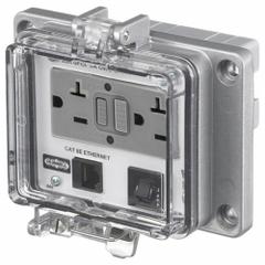 HUBBELL WIRING DEVICE-KELLEMS Access Port: 12/4, 4 1/8 in (W) x 5 1/8 in (H), Plastic Cover, 2 Ports (MPN PR205EB). Key specifications — NEMA Rating: 4; Manufacturer Part Number: PR205EB; Brand: HUBBELL WIRING DEVICE-KELLEMS; Wallplate Type: Ethernet.