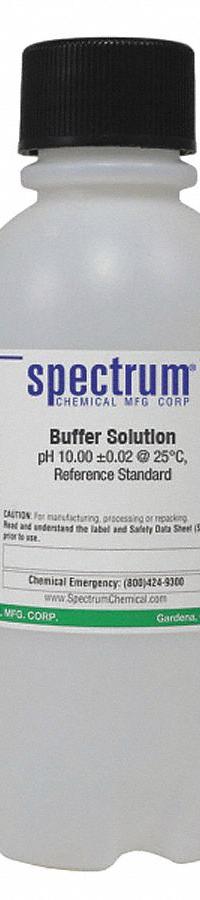 SPECTRUM Buffer - pH 10.00: Lab, 500 mL Volume, Liquid, pH 10.00 +/-002 @ 25°C, Plastic, Bottle, 1 (MPN B1170-500MLPL). Key specifications — Brand: SPECTRUM; CAS Number: 1303-96-4; Chemical Family Type: Buffer; Chemical Grade: Lab; Concentration: pH 10.00 +/-002 @ 25°C; Container Material: Plastic; Container Type: Bottle; Form: Liquid.