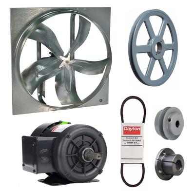 Dayton Exhaust Fan with Drive Package: Belt Drive, 24 in Blade, 1/2 hp, 6,950 cfm - Belt-Drive Panel Exhaust Fans with Drive Package