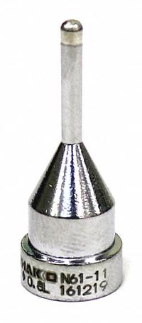HAKKO Nozzle: Extra Long Round, 2.1 mm W, For Use With FR-301/4101/4102/4103/4104 (MPN N61-11). Key specifications — Brand: HAKKO; Manufacturer Part Number: N61-11.
