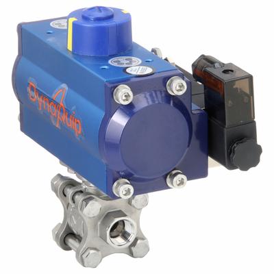 DYNAQUIP CONTROLS Pneumatically Actuated Two-Way Ball Valve: 3/8 in, Stainless Steel - Stainless Steel Pneumatically-Actuated Ball Valves