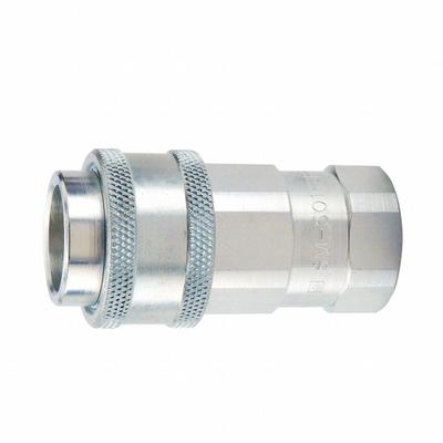 Parker Coupler: 1/4 in Coupling Size, 1/4"-18 Thread Size, Female NPTF, Brass - SM Series Hydraulic Quick-Connect Coupling Bodies