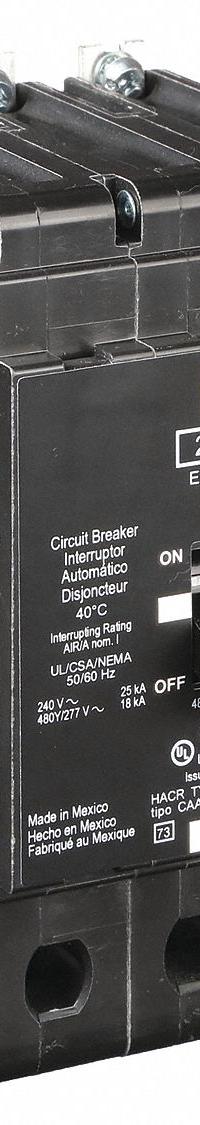 SQUARE D Miniature Circuit Breaker: 20 A, 277/480V AC, Three Phase, 18kA at 277/480V AC, 3 Poles (MPN EDB34020). Key specifications — Phase: Three; Amps: 20 A; AC Voltage Rating: 277/480V AC; Max. AIR Rating: 18kA at 277/480V AC; For Use With: Square D NF Panelboards; Brand: SQUARE D.