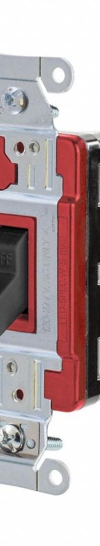 HUBBELL Wall Switch: Toggle Switch, Single Pole, Maintained, Black, 120/277V AC, 20 A (MPN HBL1221STBK). Key specifications — Illuminated: No; Voltage Rating: 120/277V AC.